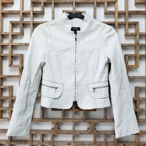 Bebe white leather jacket sz XS